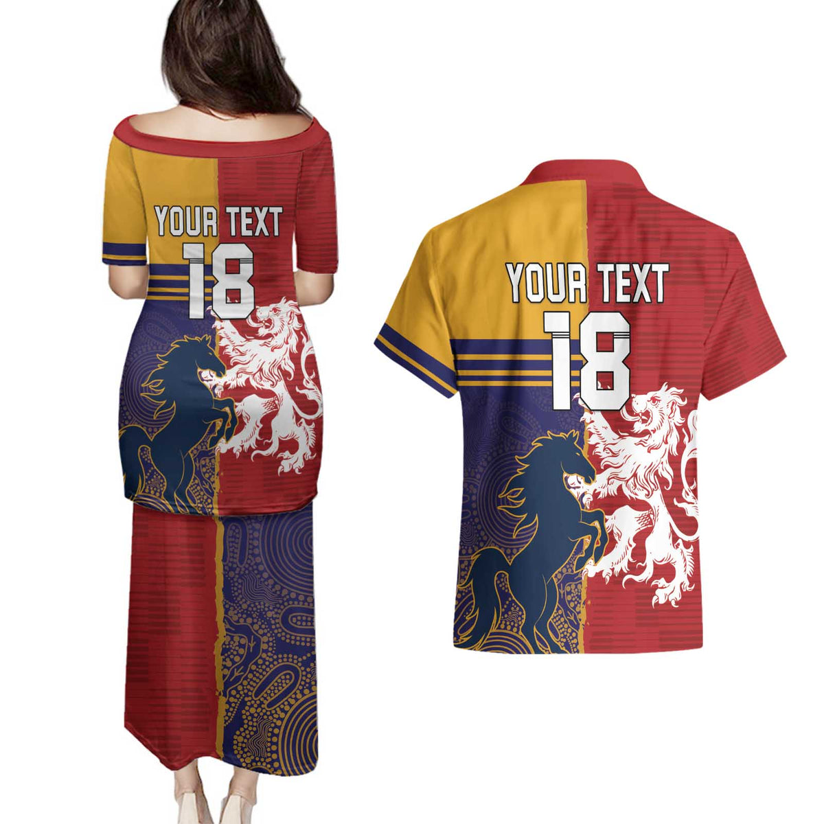 Custom British Lions Queensland Couples Matching Puletasi and Hawaiian Shirt Unique Style - Wonder Print Shop