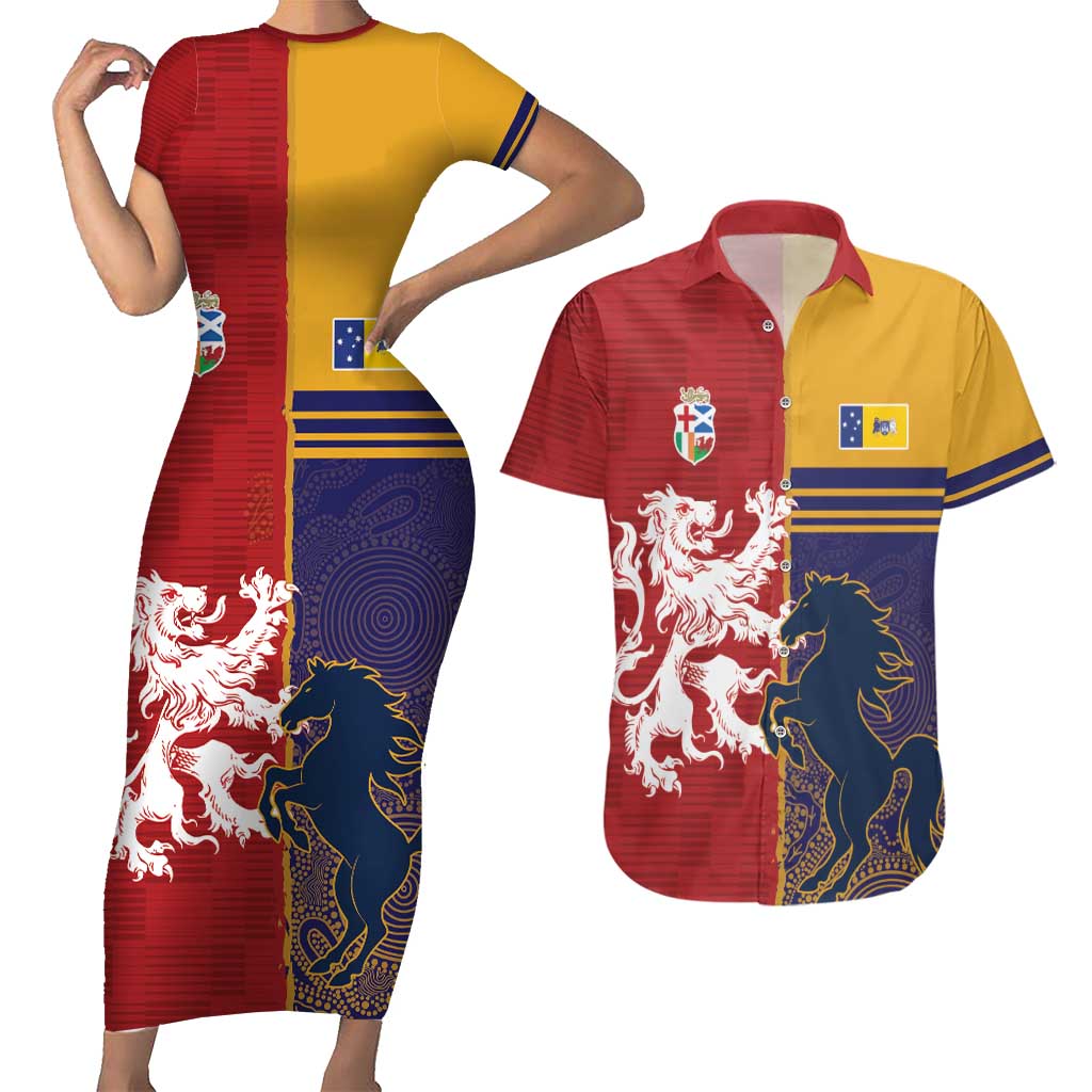 Custom British Lions Queensland Couples Matching Short Sleeve Bodycon Dress and Hawaiian Shirt Unique Style - Wonder Print Shop