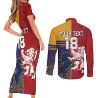 Custom British Lions Queensland Couples Matching Short Sleeve Bodycon Dress and Long Sleeve Button Shirt Unique Style - Wonder Print Shop