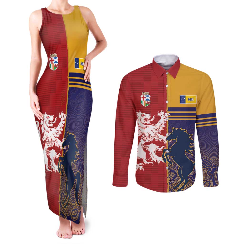 Custom British Lions Queensland Couples Matching Tank Maxi Dress and Long Sleeve Button Shirt Unique Style - Wonder Print Shop