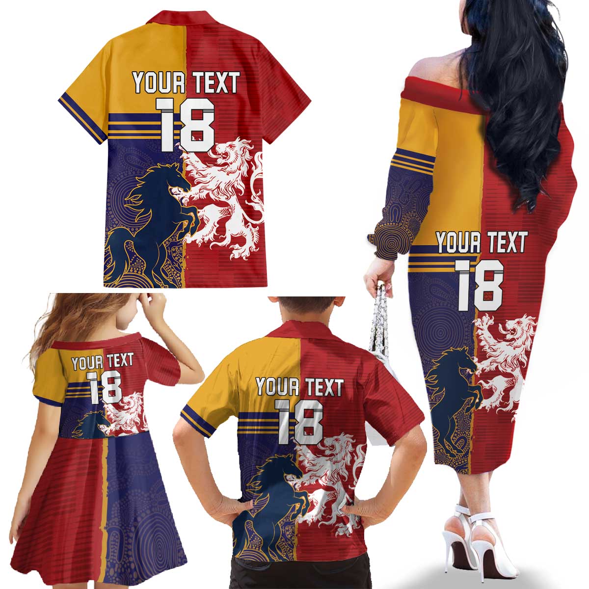 Custom British Lions Queensland Family Matching Off The Shoulder Long Sleeve Dress and Hawaiian Shirt Unique Style - Wonder Print Shop