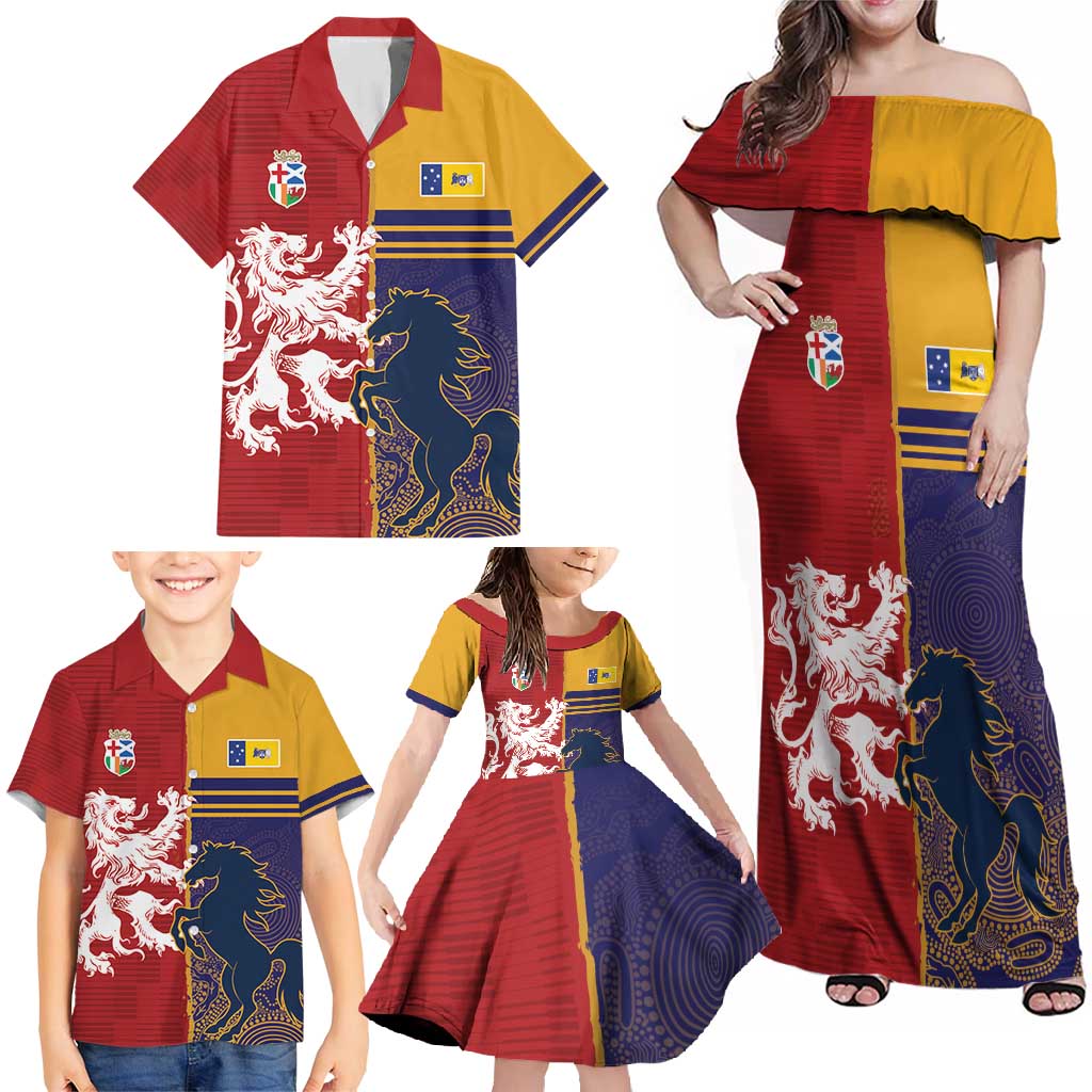 Custom British Lions Queensland Family Matching Off Shoulder Maxi Dress and Hawaiian Shirt Unique Style - Wonder Print Shop