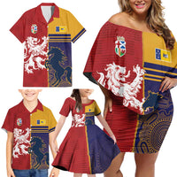 Custom British Lions Queensland Family Matching Off Shoulder Short Dress and Hawaiian Shirt Unique Style - Wonder Print Shop