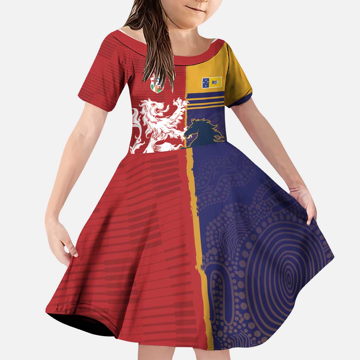 Custom British Lions Queensland Kid Short Sleeve Dress Unique Style - Wonder Print Shop