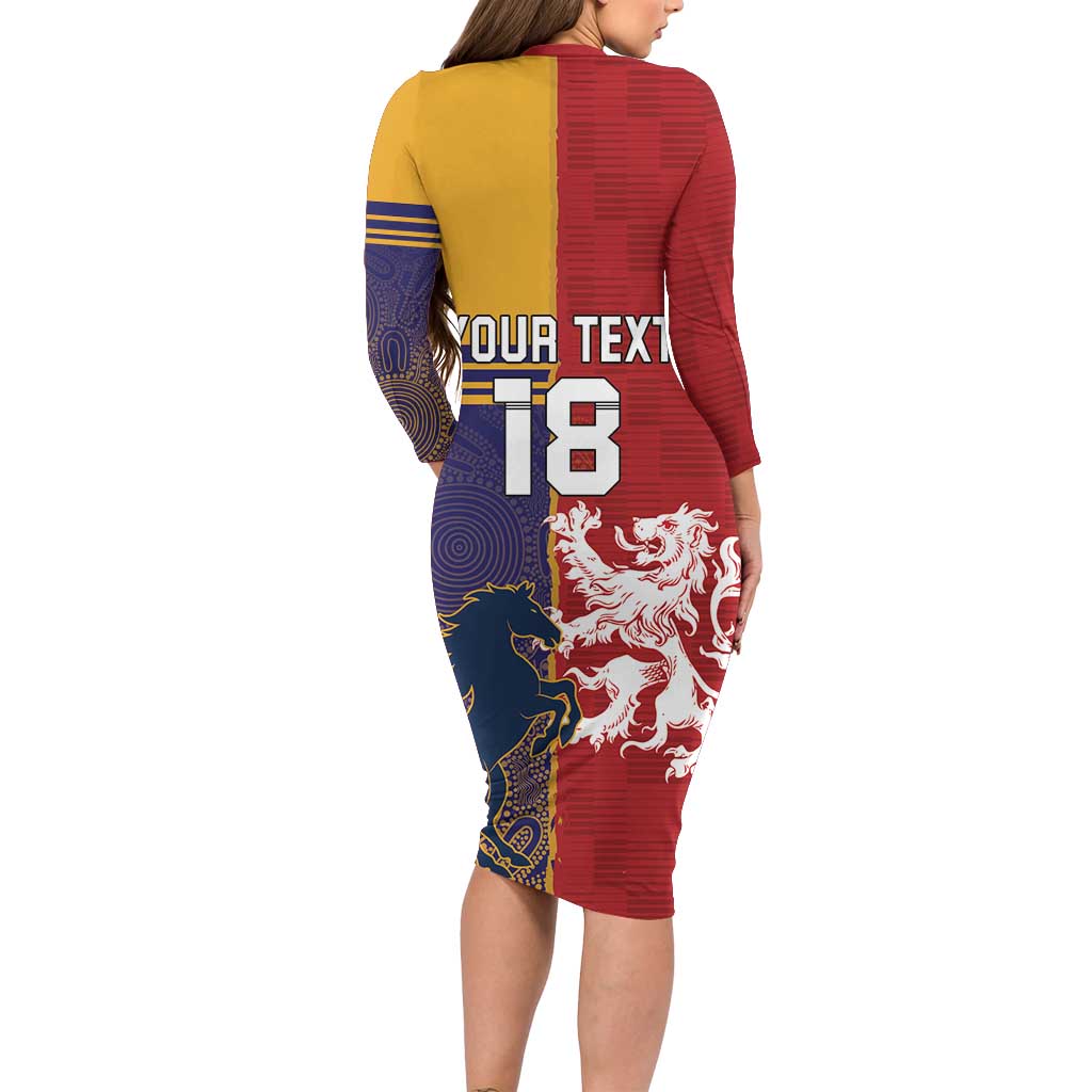 Custom British Lions Queensland Long Sleeve Bodycon Dress Unique Style - Wonder Print Shop