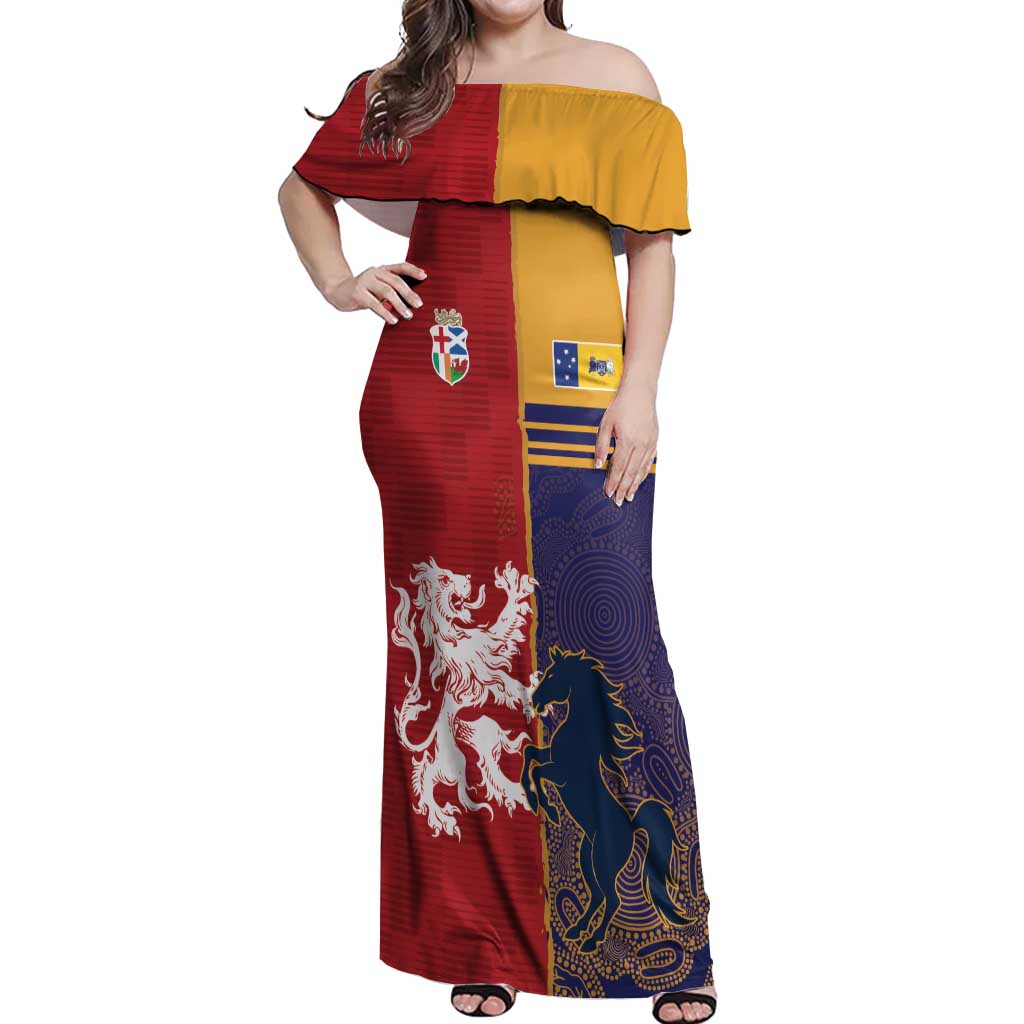 Custom British Lions Queensland Off Shoulder Maxi Dress Unique Style - Wonder Print Shop