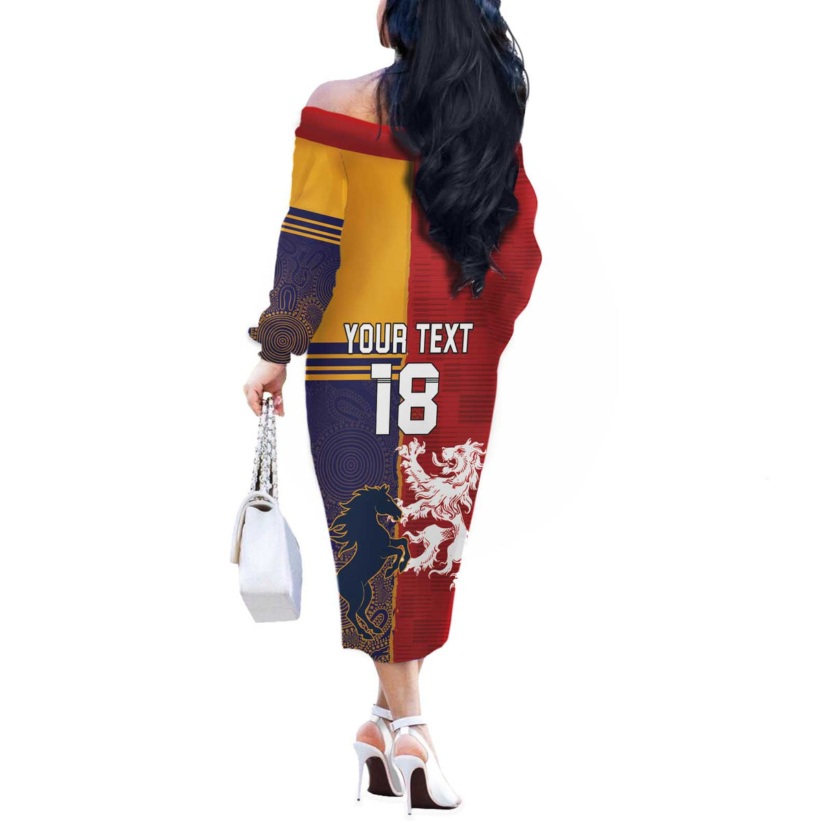 Custom British Lions Queensland Off The Shoulder Long Sleeve Dress Unique Style - Wonder Print Shop