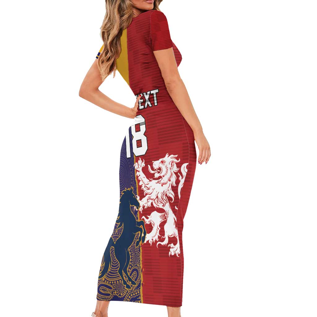 Custom British Lions Queensland Short Sleeve Bodycon Dress Unique Style - Wonder Print Shop