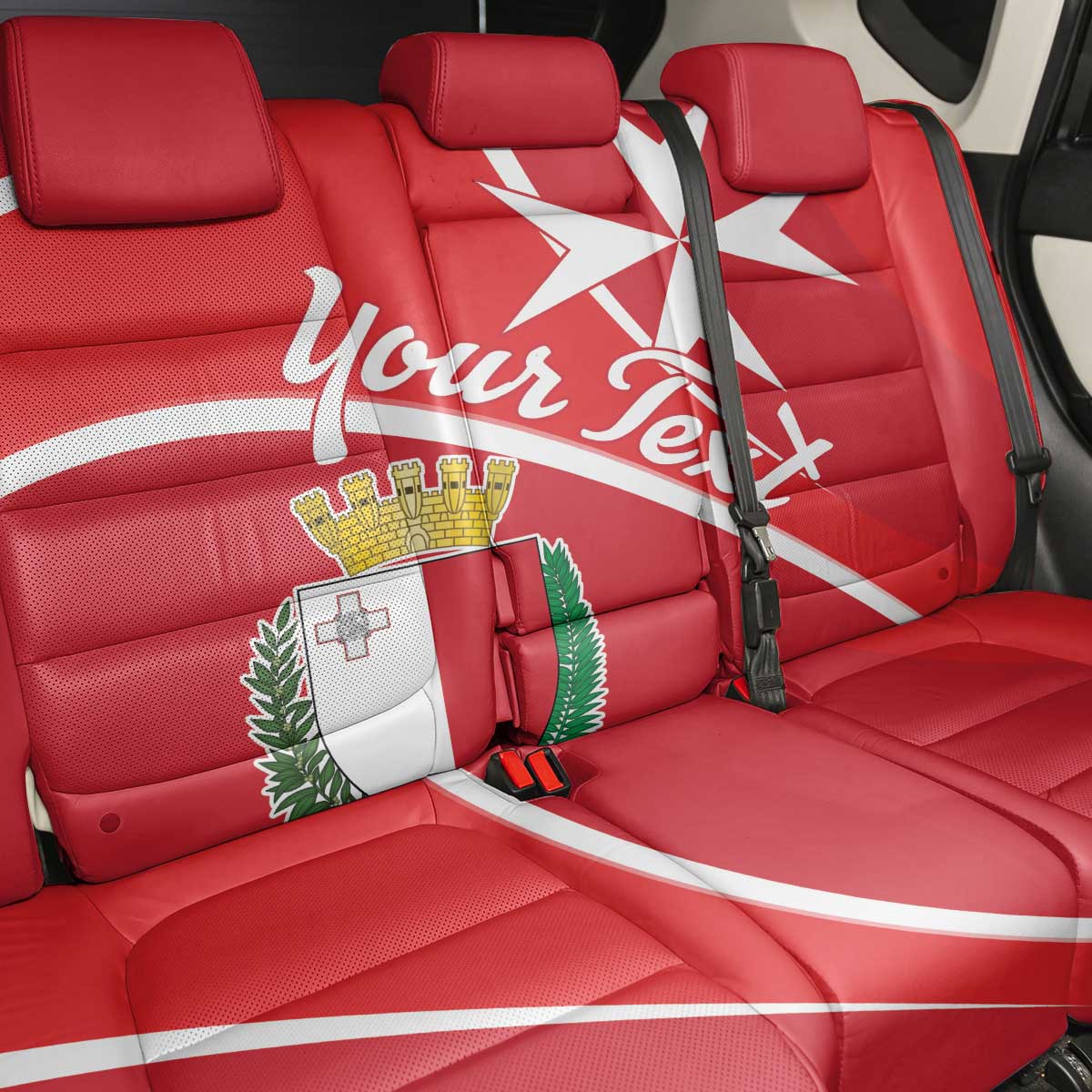 Personalized Malta Cross Coat Of Arms Back Car Seat Cover - Wonder Print Shop