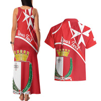 Personalized Malta Cross Coat Of Arms Couples Matching Tank Maxi Dress and Hawaiian Shirt - Wonder Print Shop