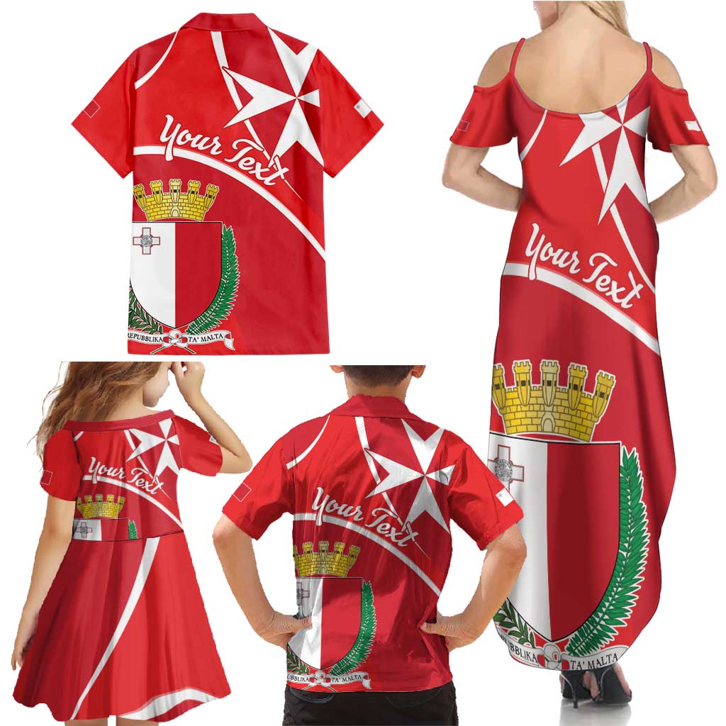 Personalized Malta Cross Coat Of Arms Family Matching Summer Maxi Dress and Hawaiian Shirt - Wonder Print Shop