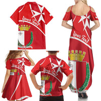 Personalized Malta Cross Coat Of Arms Family Matching Summer Maxi Dress and Hawaiian Shirt - Wonder Print Shop