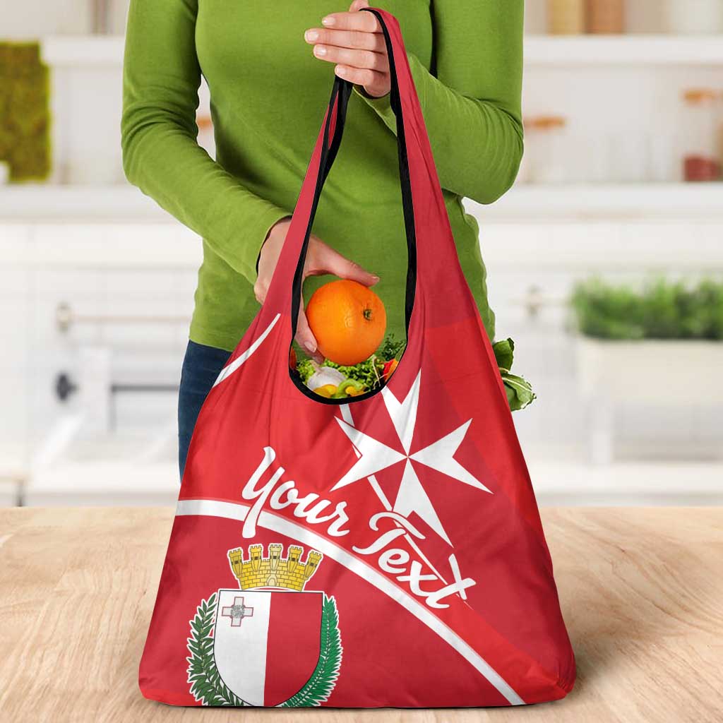 Personalized Malta Cross Coat Of Arms Grocery Bag