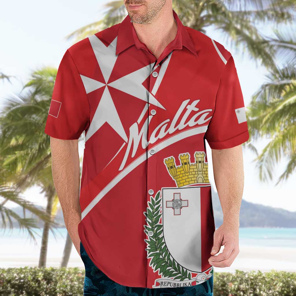 Personalized Malta Cross Coat Of Arms Hawaiian Shirt - Wonder Print Shop