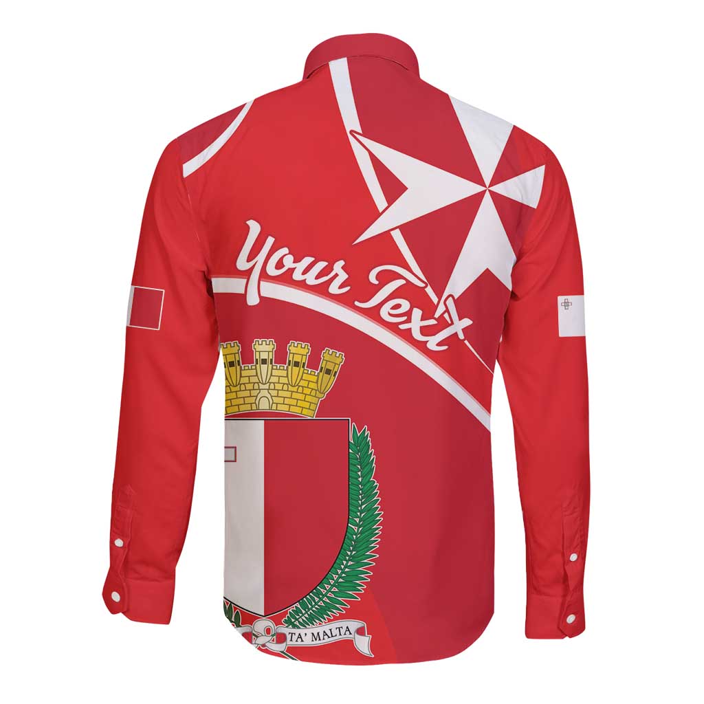 Personalized Malta Cross Coat Of Arms Long Sleeve Button Shirt - Wonder Print Shop