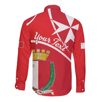 Personalized Malta Cross Coat Of Arms Long Sleeve Button Shirt - Wonder Print Shop