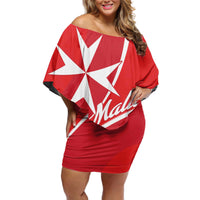 Personalized Malta Cross Coat Of Arms Off Shoulder Short Dress - Wonder Print Shop