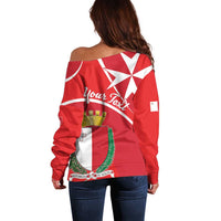 Personalized Malta Cross Coat Of Arms Off Shoulder Sweater - Wonder Print Shop