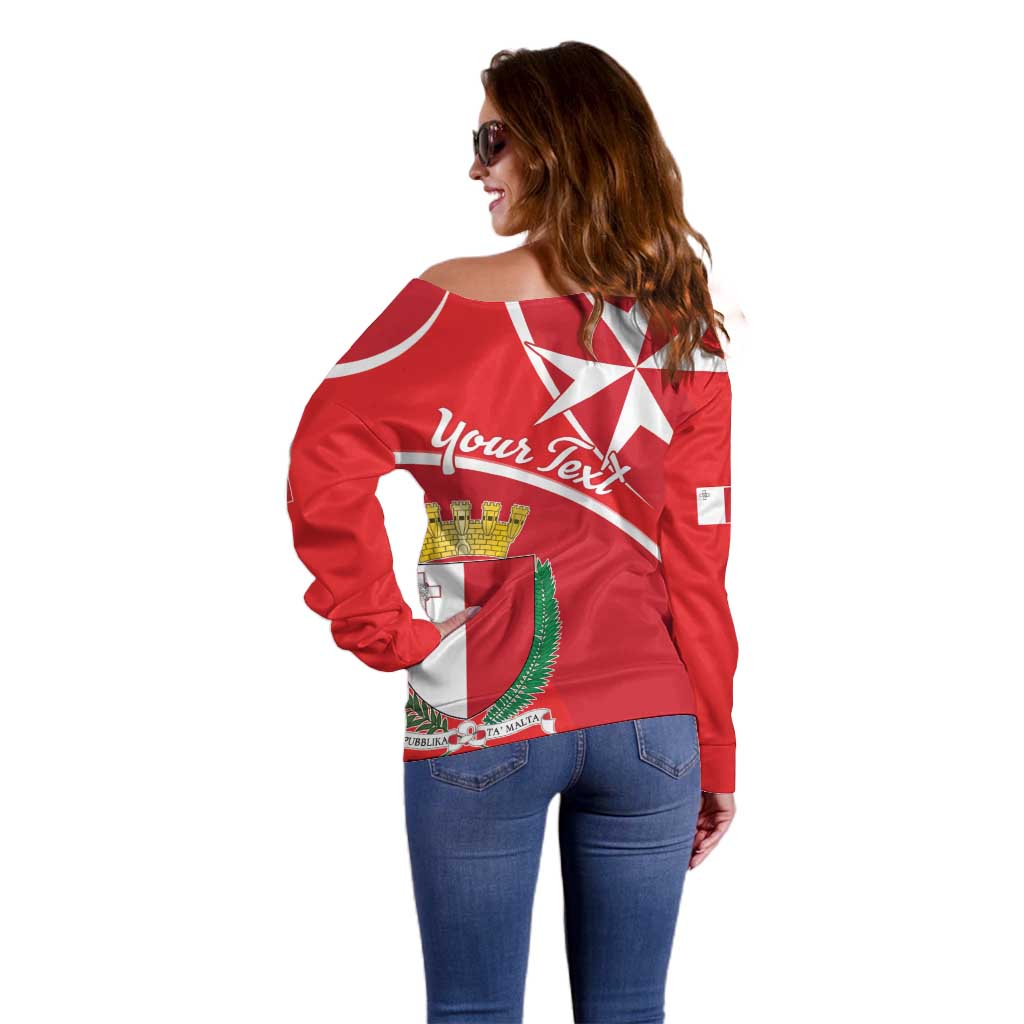 Personalized Malta Cross Coat Of Arms Off Shoulder Sweater - Wonder Print Shop
