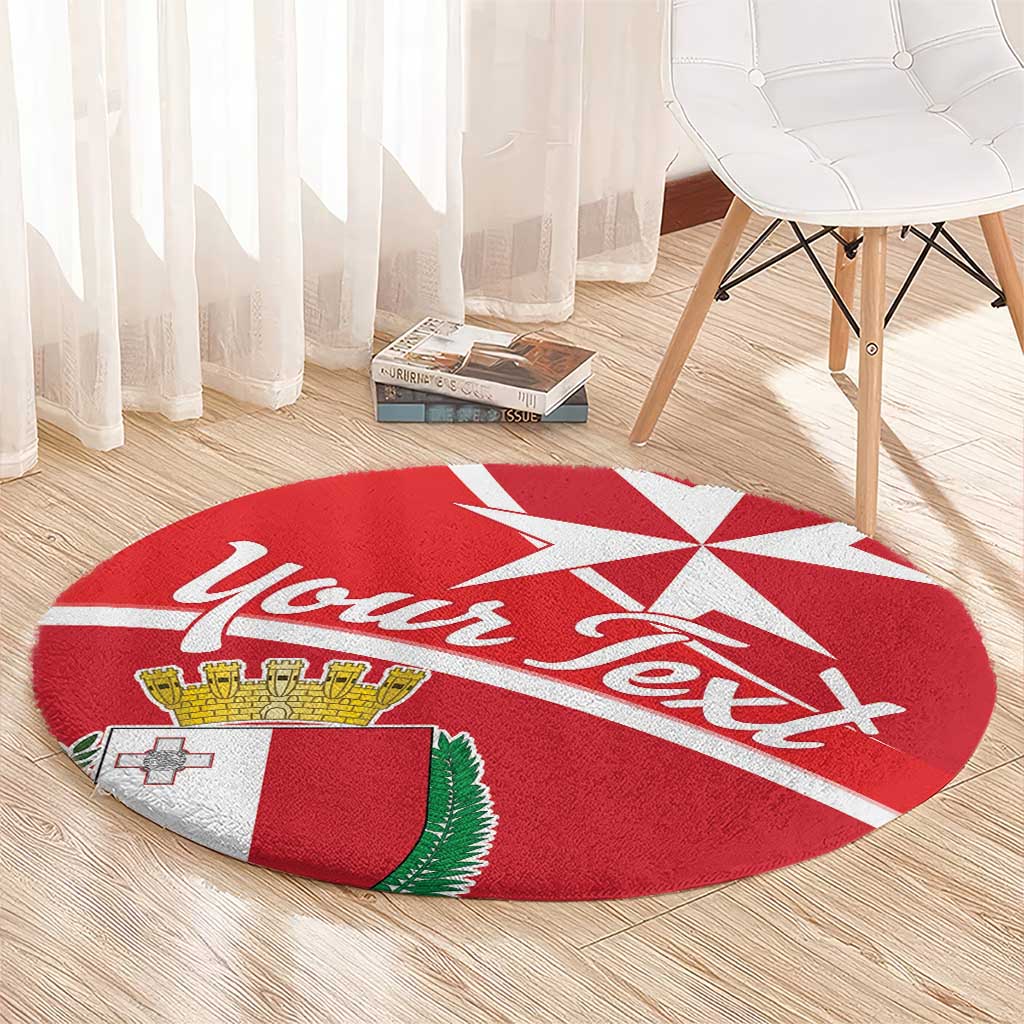 Personalized Malta Cross Coat Of Arms Round Carpet