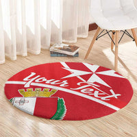 Personalized Malta Cross Coat Of Arms Round Carpet