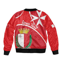Personalized Malta Cross Coat Of Arms Sleeve Zip Bomber Jacket - Wonder Print Shop