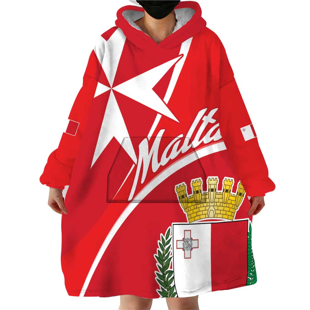 Personalized Malta Cross Coat Of Arms Wearable Blanket Hoodie - Wonder Print Shop