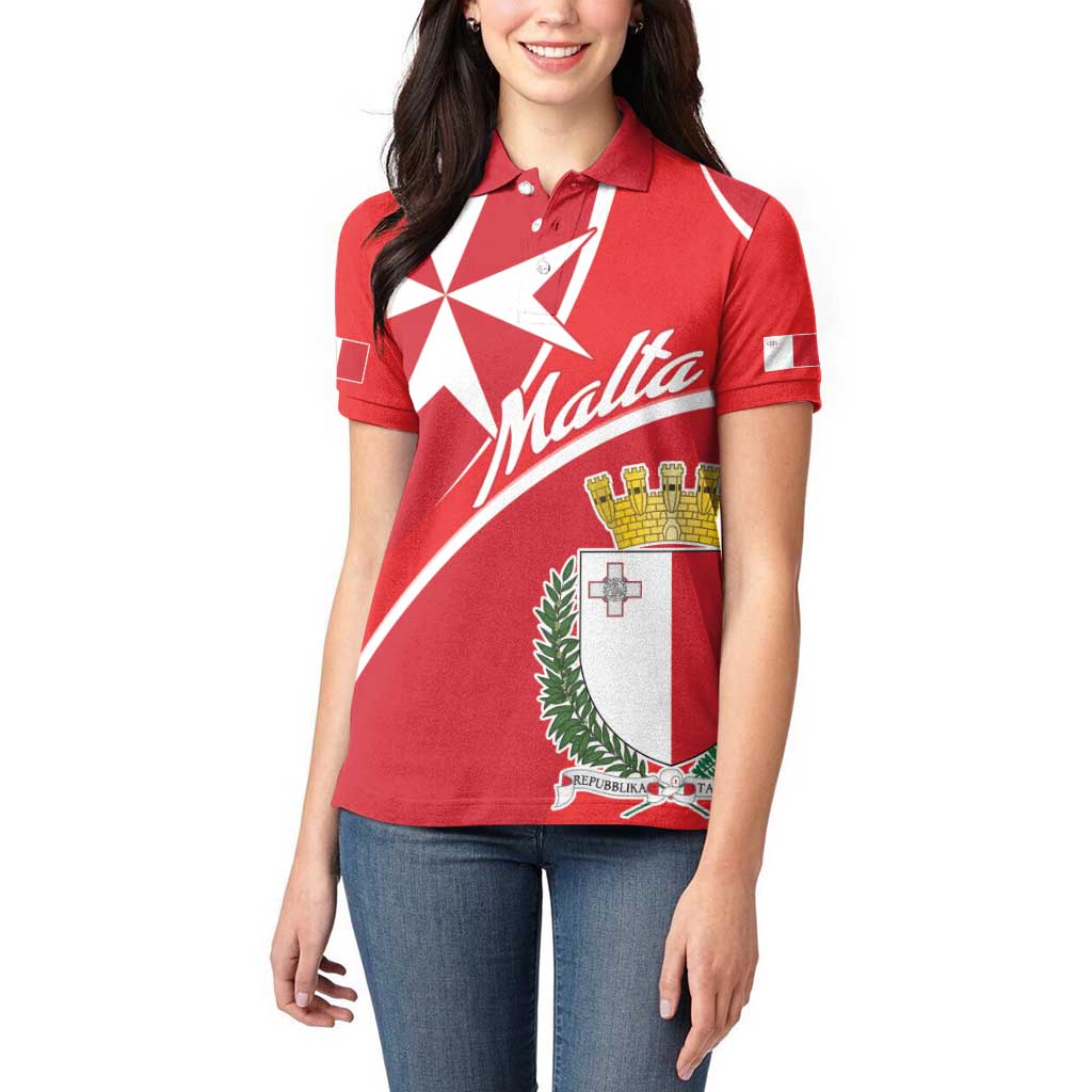 Personalized Malta Cross Coat Of Arms Women Polo Shirt - Wonder Print Shop