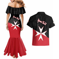 Personalized Malta Cross With Valletta Capital Couples Matching Mermaid Dress and Hawaiian Shirt - Wonder Print Shop