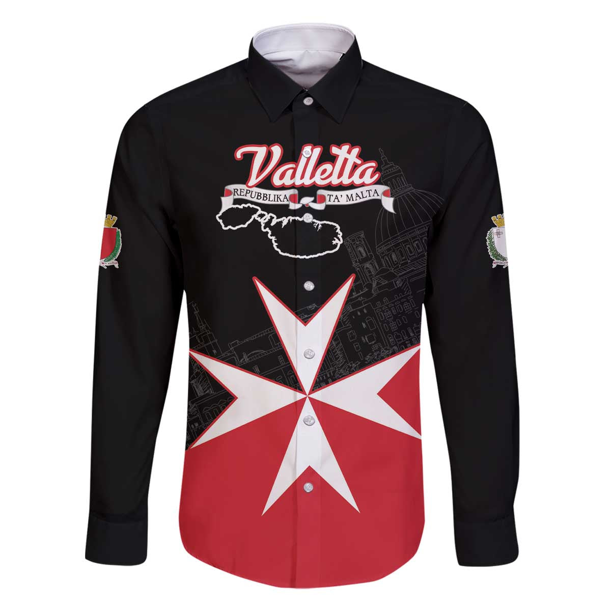 Personalized Malta Cross With Valletta Capital Family Matching Off Shoulder Short Dress and Hawaiian Shirt - Wonder Print Shop