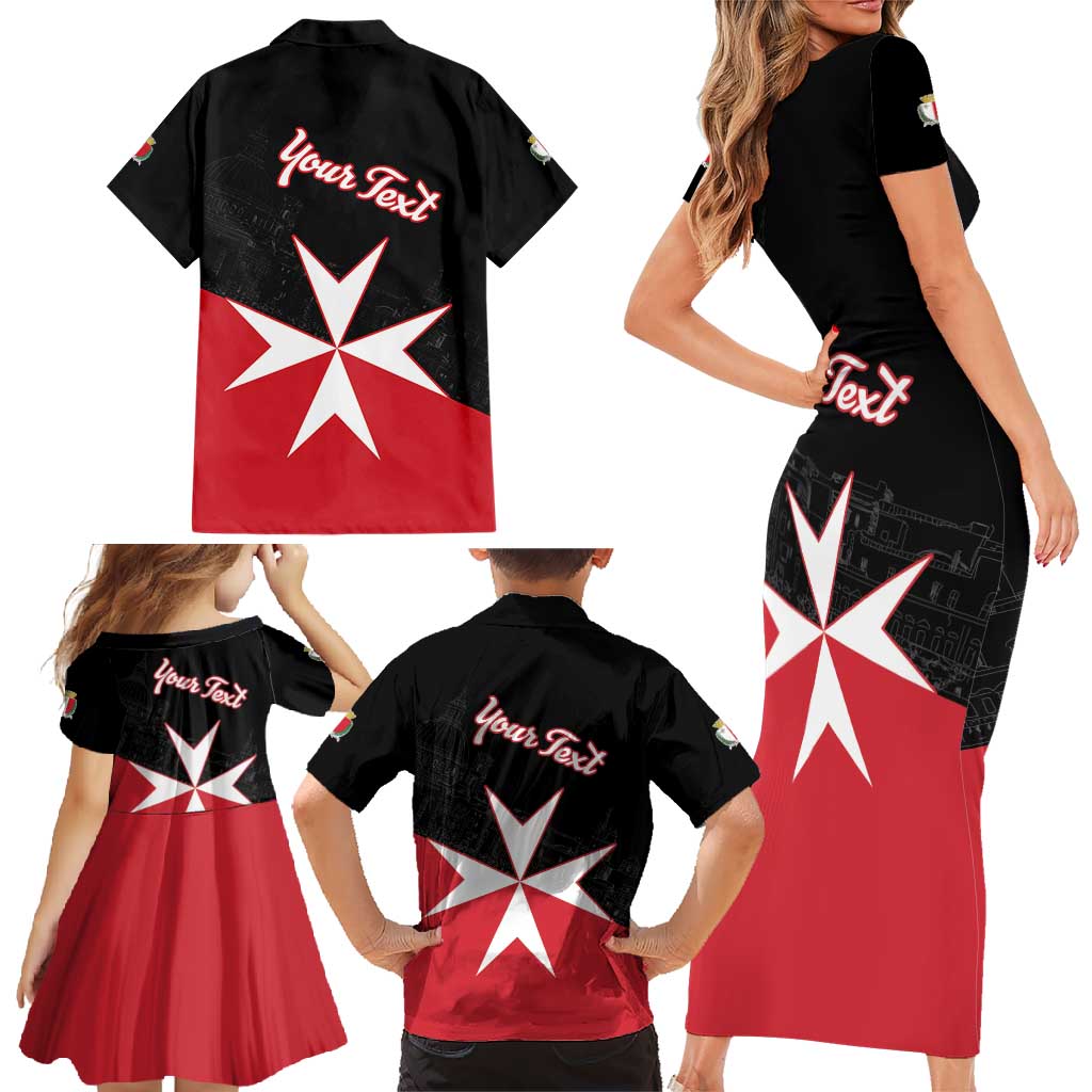 Personalized Malta Cross With Valletta Capital Family Matching Short Sleeve Bodycon Dress and Hawaiian Shirt - Wonder Print Shop