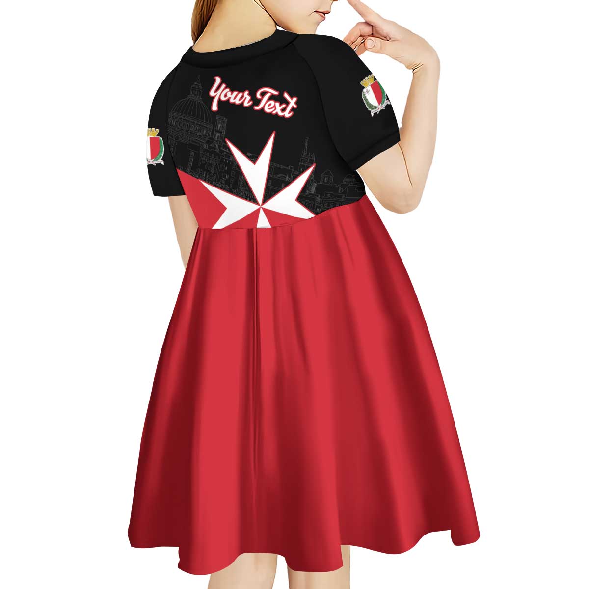 Personalized Malta Cross With Valletta Capital Kid Short Sleeve Dress - Wonder Print Shop