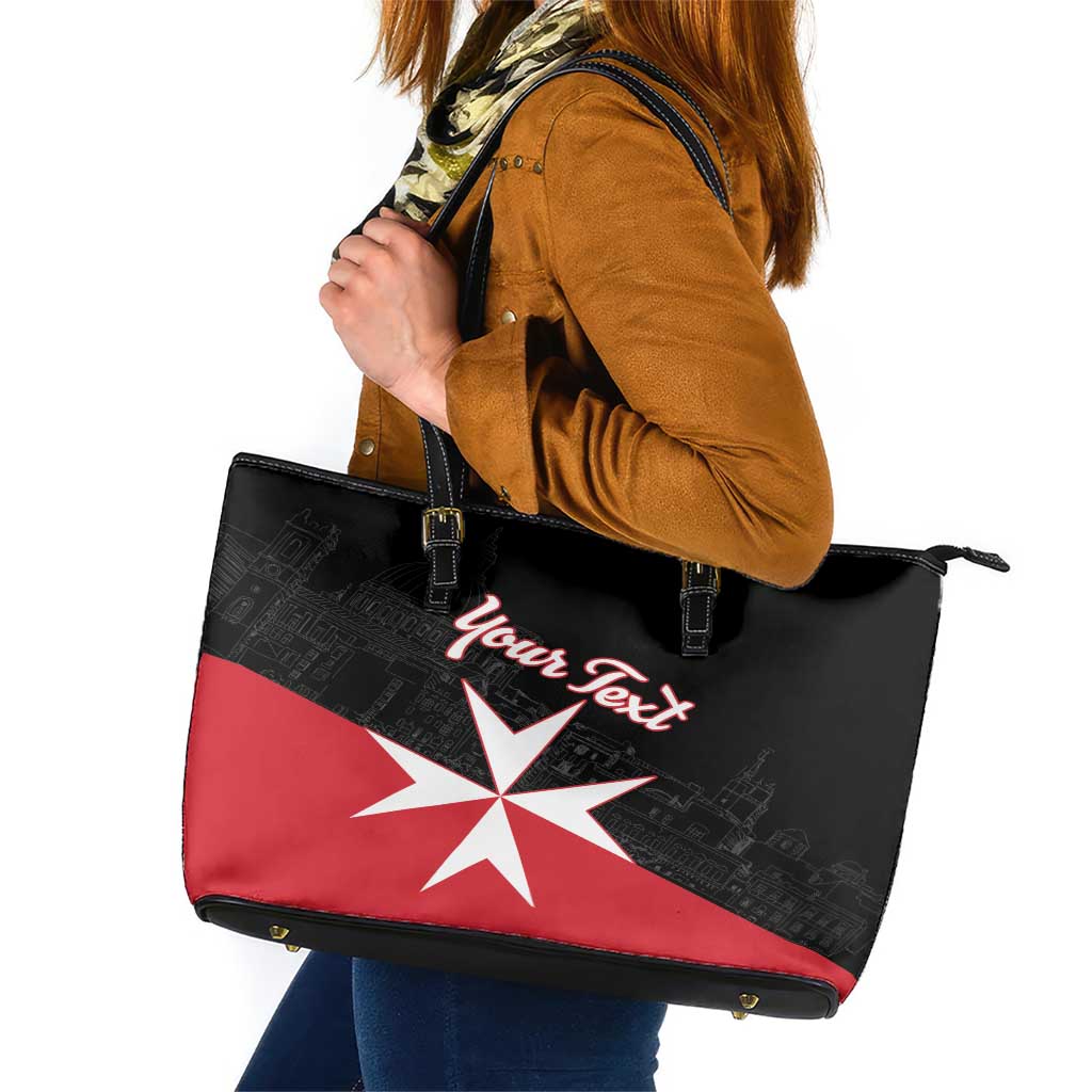 Personalized Malta Cross With Valletta Capital Leather Tote Bag - Wonder Print Shop