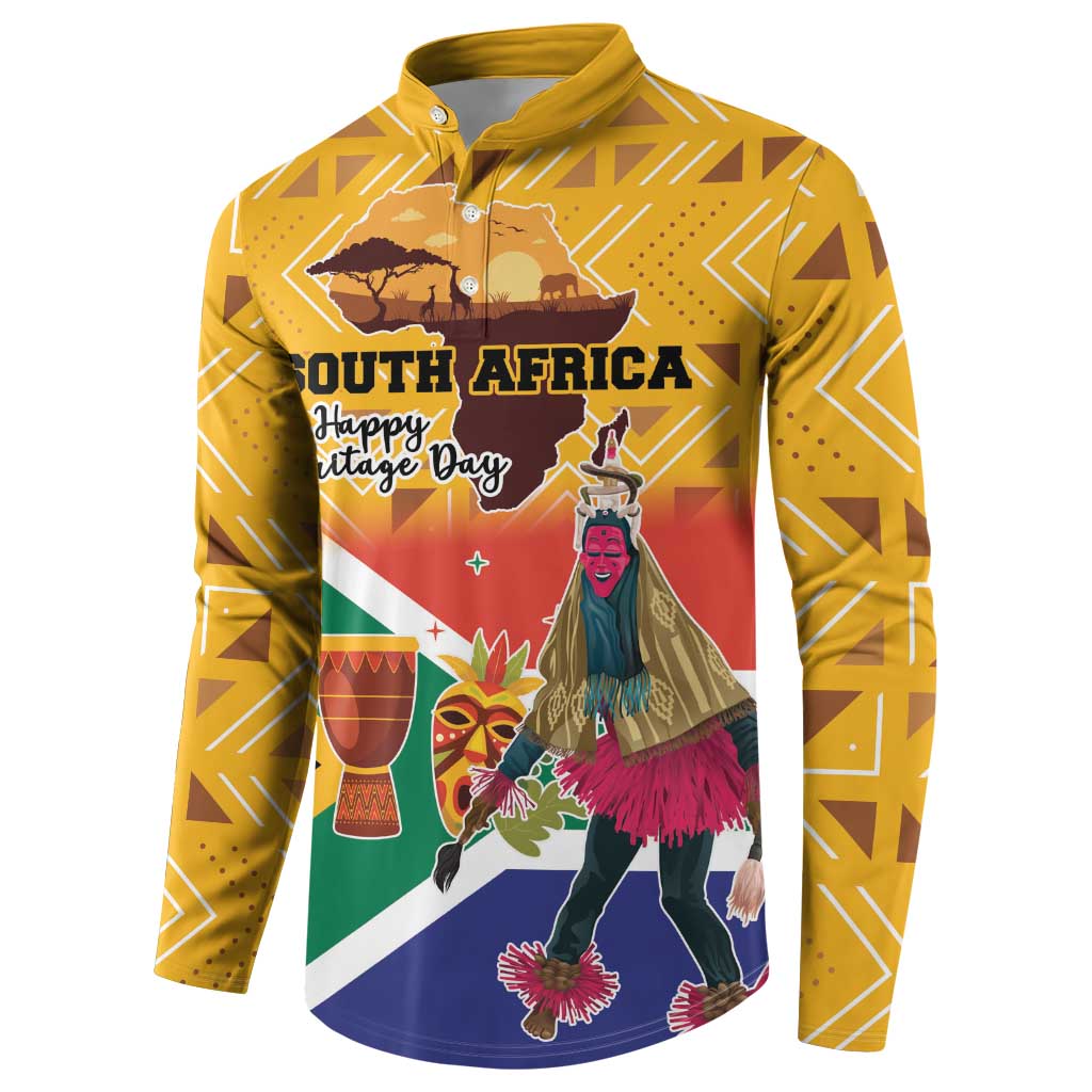 Personalized South Africa Heritage Day Button Sweatshirt With Traditional Dancer - Wonder Print Shop