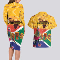 Personalized South Africa Heritage Day Couples Matching Long Sleeve Bodycon Dress and Hawaiian Shirt With Traditional Dancer - Wonder Print Shop