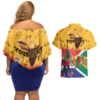 Personalized South Africa Heritage Day Couples Matching Off Shoulder Short Dress and Hawaiian Shirt With Traditional Dancer - Wonder Print Shop