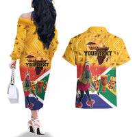Personalized South Africa Heritage Day Couples Matching Off The Shoulder Long Sleeve Dress and Hawaiian Shirt With Traditional Dancer - Wonder Print Shop
