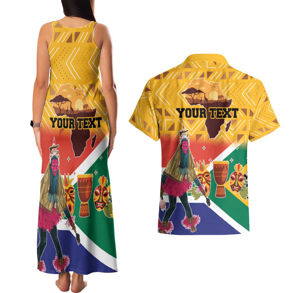 Personalized South Africa Heritage Day Couples Matching Tank Maxi Dress and Hawaiian Shirt With Traditional Dancer - Wonder Print Shop