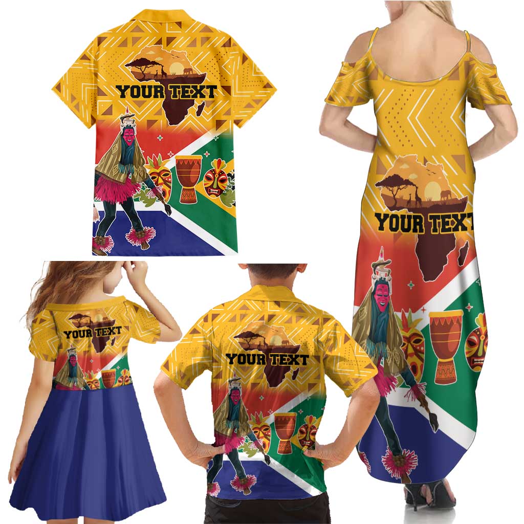 Personalized South Africa Heritage Day Family Matching Summer Maxi Dress and Hawaiian Shirt With Traditional Dancer - Wonder Print Shop