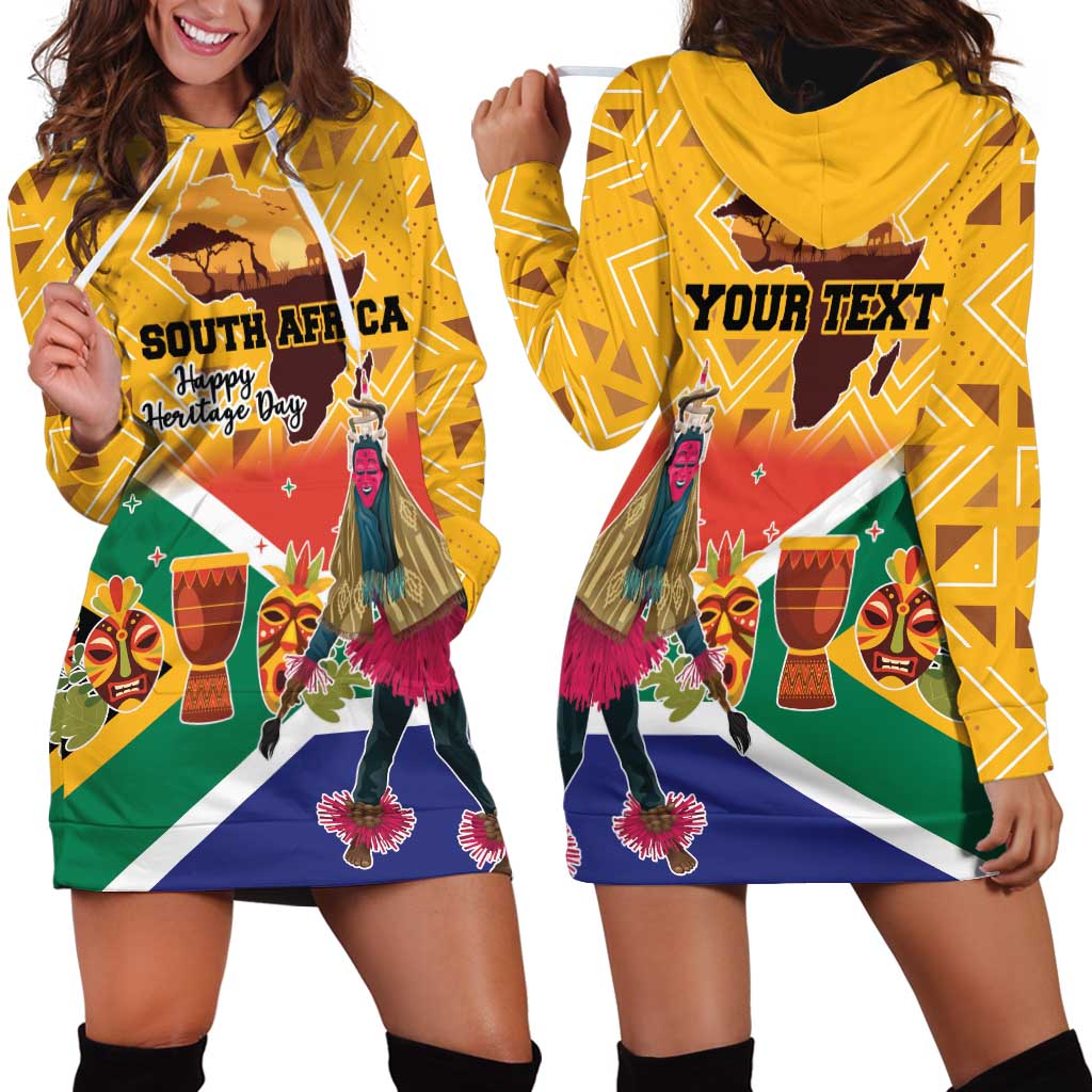 Personalized South Africa Heritage Day Hoodie Dress With Traditional Dancer - Wonder Print Shop