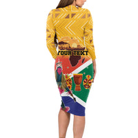 Personalized South Africa Heritage Day Long Sleeve Bodycon Dress With Traditional Dancer - Wonder Print Shop