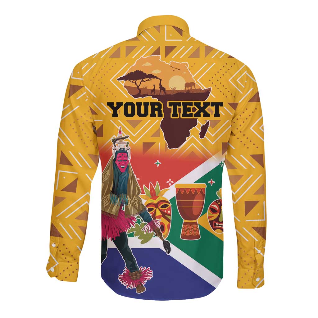 Personalized South Africa Heritage Day Long Sleeve Button Shirt With Traditional Dancer - Wonder Print Shop