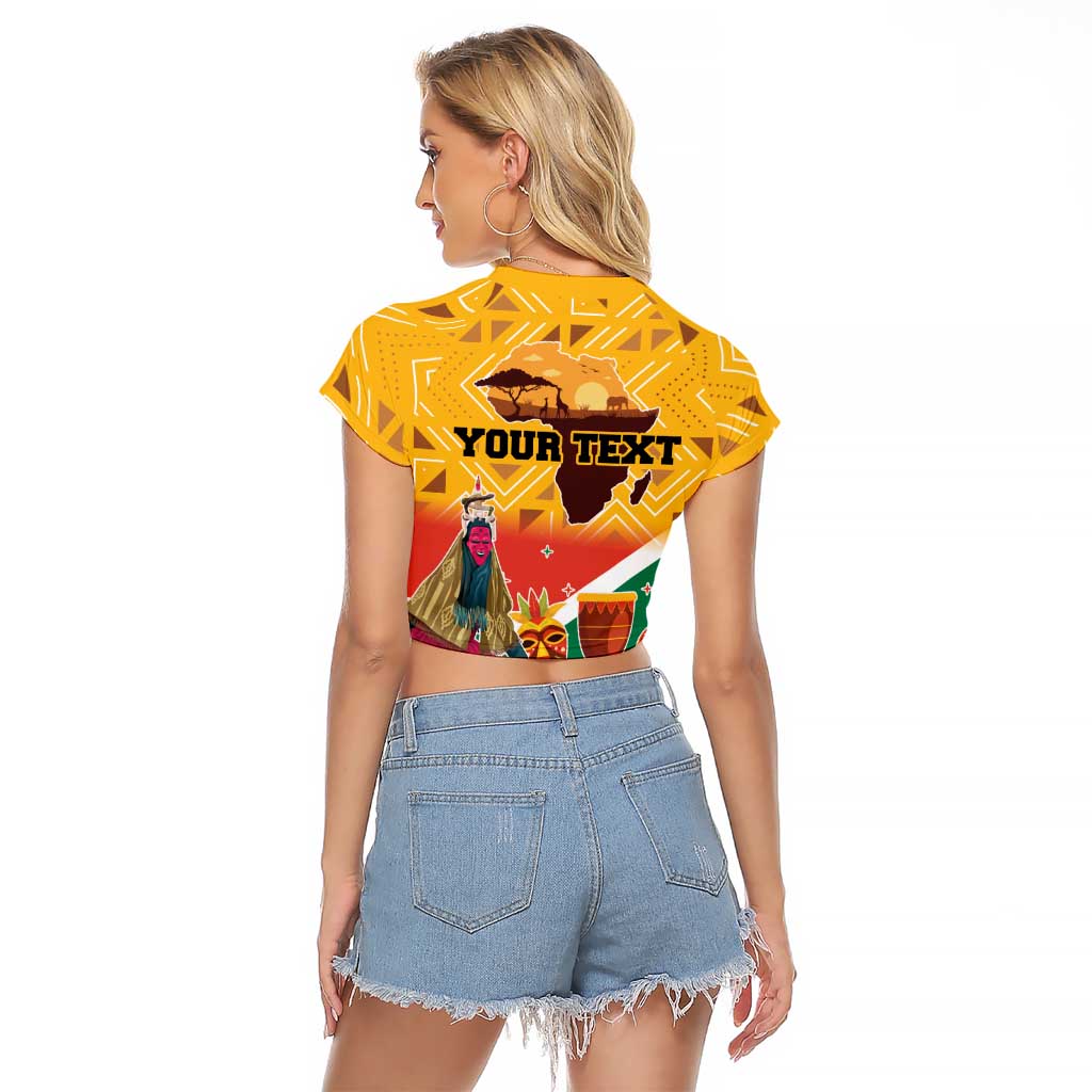 Personalized South Africa Heritage Day Raglan Cropped T Shirt With Traditional Dancer - Wonder Print Shop