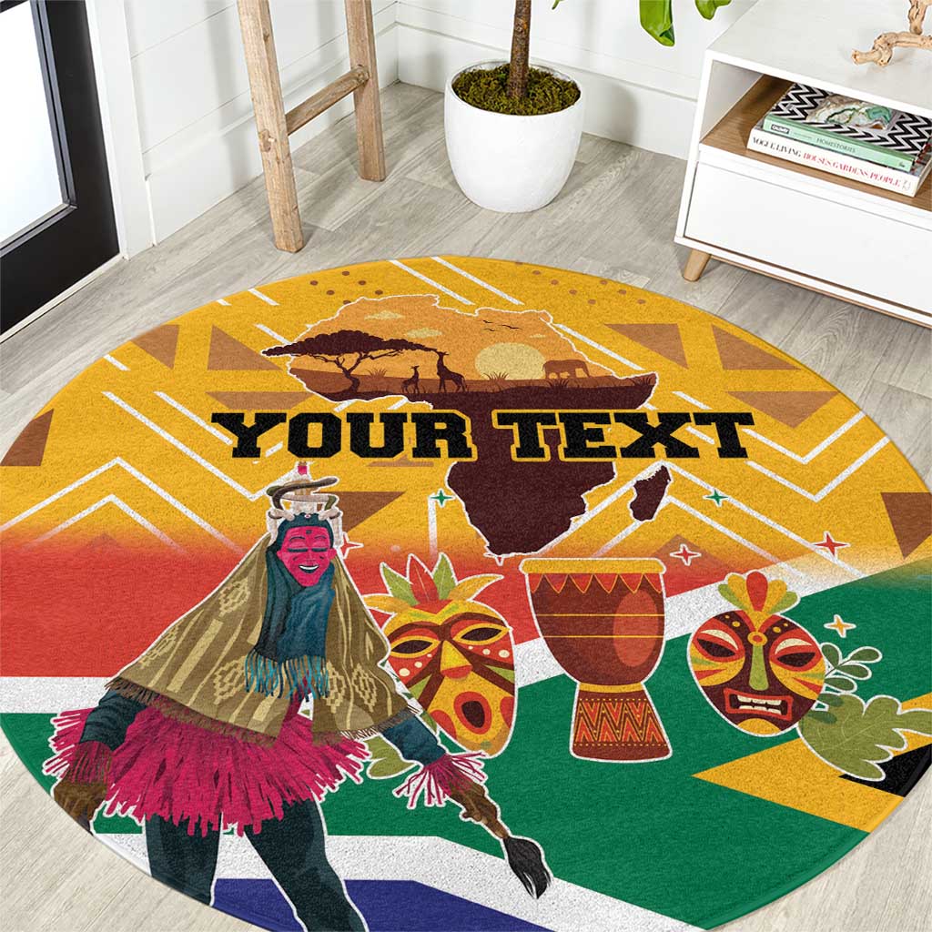 Personalized South Africa Heritage Day Round Carpet With Traditional Dancer