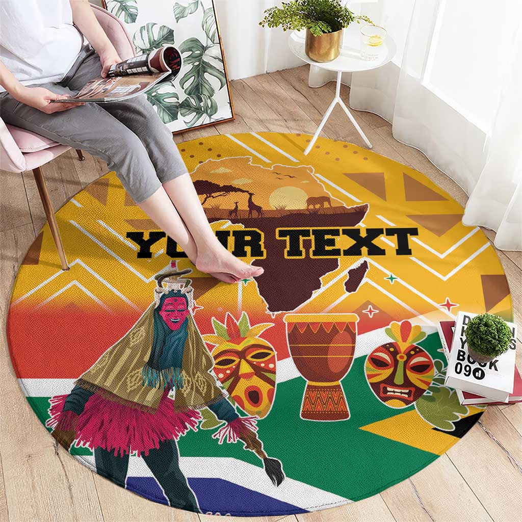 Personalized South Africa Heritage Day Round Carpet With Traditional Dancer
