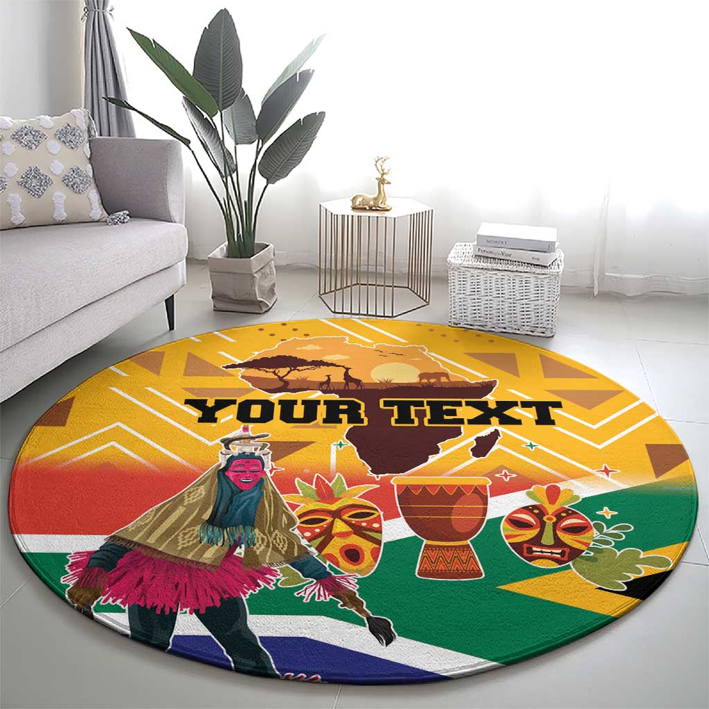 Personalized South Africa Heritage Day Round Carpet With Traditional Dancer
