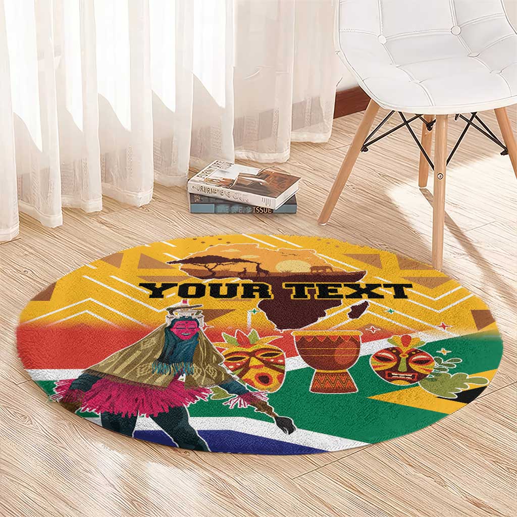 Personalized South Africa Heritage Day Round Carpet With Traditional Dancer