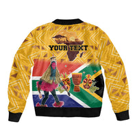 Personalized South Africa Heritage Day Sleeve Zip Bomber Jacket With Traditional Dancer - Wonder Print Shop