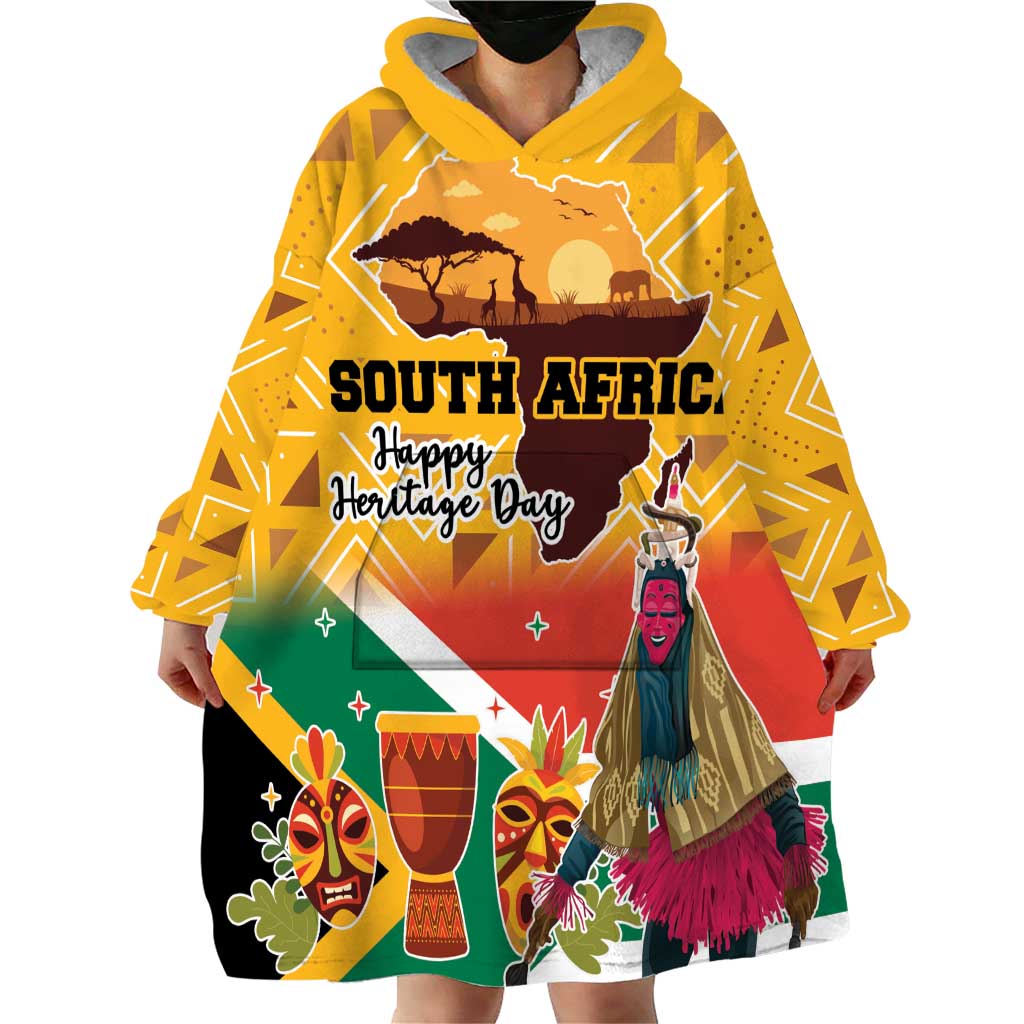 Personalized South Africa Heritage Day Wearable Blanket Hoodie With Traditional Dancer - Wonder Print Shop
