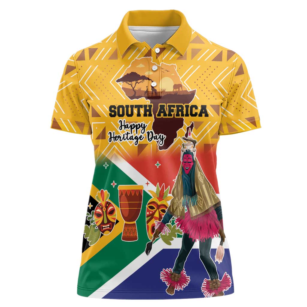 Personalized South Africa Heritage Day Women Polo Shirt With Traditional Dancer - Wonder Print Shop